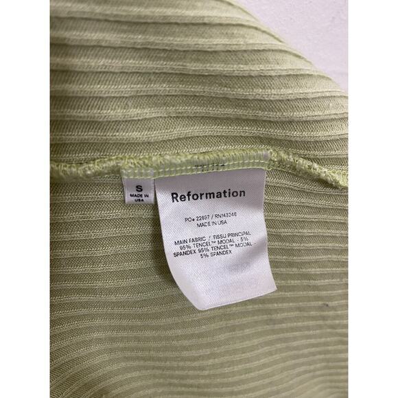 Reformation Skirt S Midi High Rise Ribbed Side Slit Button Sage Green Straight - Picture 7 of 8